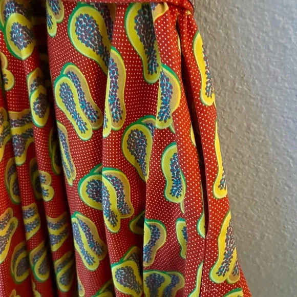 Fun Dress Travel/Work/Casual Papaya Print Sleeveless A-Line Swing Dress W/ Belt - Picture 7 of 11